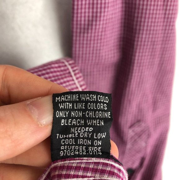 Drill Men's Size Medium Red Purple Button Down Collared Long Sleeve Shirt - Picture 9 of 10